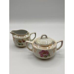 Vintage Floral Creamer & Sugar Bowl Set - Hand-Painted Porcelain - Germany